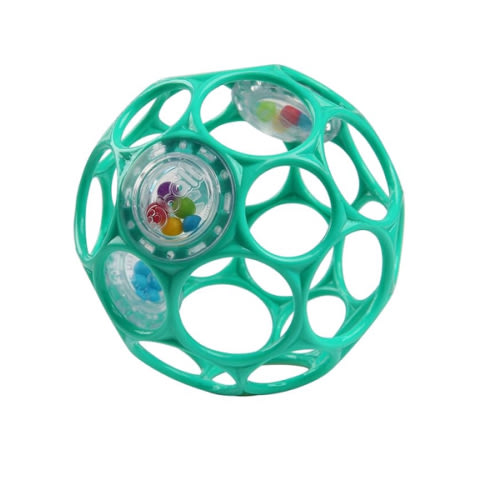 Bright Starts Oball Easy-Grasp Rattle BPA-Free Infant Toy in Teal, Age Newborn and up, 4 Inches