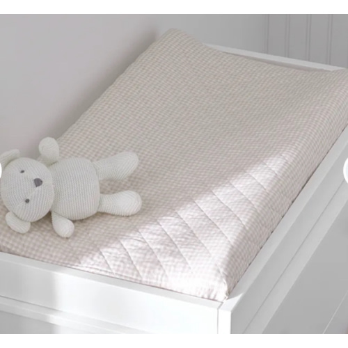 Ditsy Gingham Classic Cool Organic Cotton Percale Quilted Changing Pad Cover