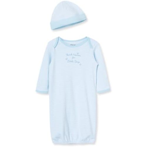 Little Me Clothes for Baby Boys' 2-Piece Nightgown and Cap Set 100% Cotton with Elastic Bottom, Baby Essentials