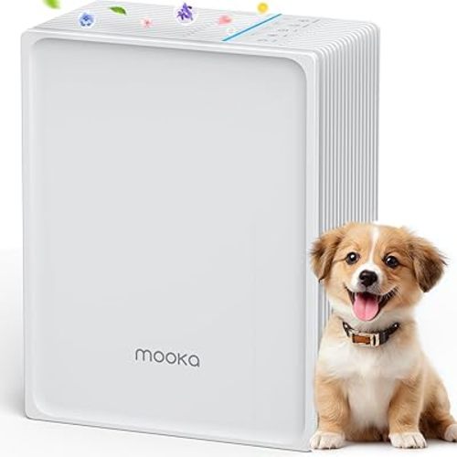 Air Purifiers for Home Large Room Up to 1300 Ft², MOOKA HEPA Air Purifier for Home Pets with Washable Pre-Filter, Fragrance, Air Cleaner for Pet Hair Odor in Bedroom, Dorm Room, Office, White
