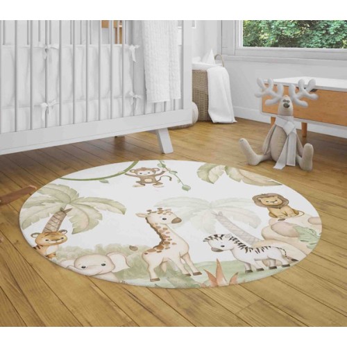 Safari Animal Nursery Playmat - Faux Fur 60”x60” (No tassles)