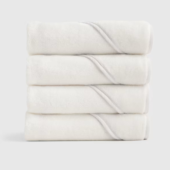 Organic Turkish Cotton Baby Hooded Towel Set 4-Pack in White