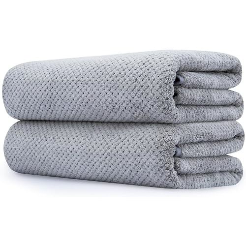Extra Large Bath Towel Set of 2 (35"x70"),Oversized Bath Sheet Super Soft Highly Absorbent Jumbo Bathroom Towel Set Microfibers Quick Dry Shower Towel for Hotel,Bathroom,Guest,Spa,Gym (2PCS Grey)