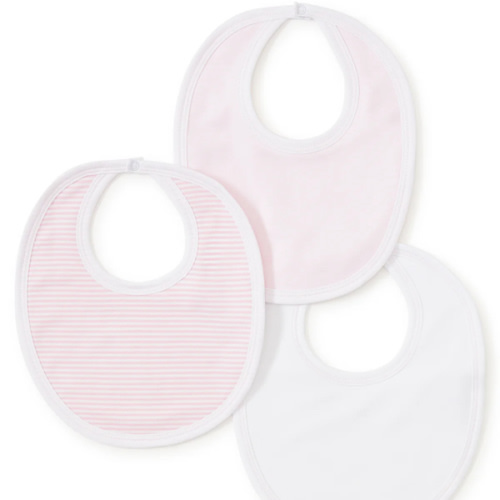 Pink Stripe 3 Pack Bib Set w/ Tulle Bag
