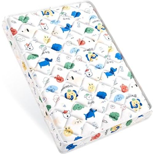 Pack and Play Mattress - 38" x 26"- Premium Cotton Fabric Playpen Mattresses, Safety Reinforced Play Yard Mattress - Fits for Graco & Baby Trend & Pamo Babe Playard, Firm Support and Comfort Foam