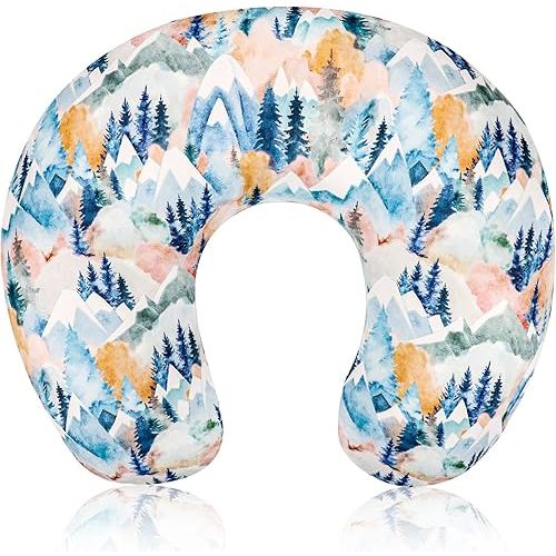 Baby Nursing Pillow Cover, Removeable Breastfeeding Pillow Slipcover, Nursing Pillow Case for Newborn Boys Girls, Soft Fabric Fits Snug On Infant, Washable & Breathable, Fall Mountain