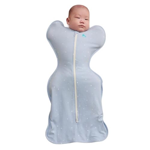 Love to Dream Swaddle Up Original, Arms Up Position, Light and Ultra Breathable Cotton - Wearable Blanket - 1.0 TOG - (20-24°C) Ideal for Moderate Temps (Twinkle Powder Blue, Medium, 6–8.5kg)