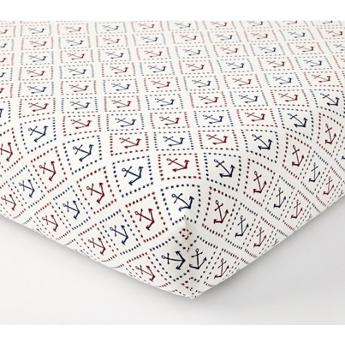 Anchors Organic Crib Fitted Sheet | Pottery Barn Kids