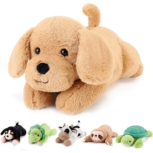 Yellow Lab Weighted Stuffed Animals - 12 Inch 1.0 Pounds Weighted Plushies Labradoodle Stuffed Animal - Small Stuffed Dog Plush Pillow - Cute Plush Toy Gifts for Kids & Adults (12" 1.0 lbs)