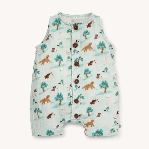 central bark cotton gauze magnetic sleeveless romper