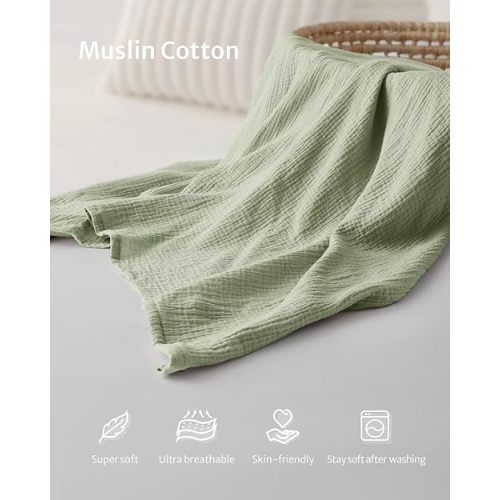Blissful Diary Muslin Nursing Cover for Breastfeeding, Breathable Breastfeeding Cover up with Arch Neckline for Women, Nursing Apron(Sage Green)
