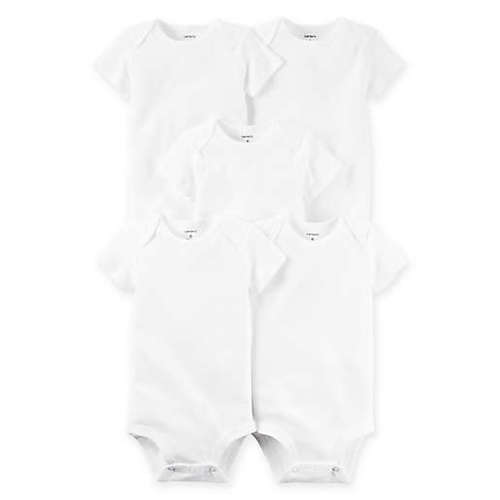 carter's® 5-Pack Newborn White Short Sleeve Bodysuits