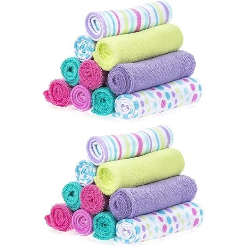 Spasilk Washcloth Wipes Set for Newborn Boys and Girls, Soft Terry Washcloth Set, Pack of 10, Aqua Bubbles, (010-1201)