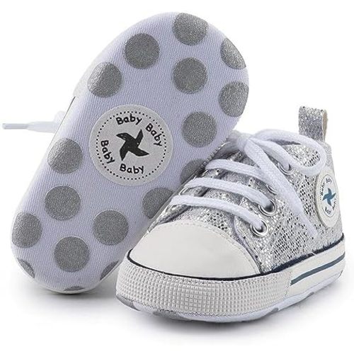 Baby Girls Boys Shoes Soft Anti-Slip Sole Newborn First Walkers High Top Canvas Denim Unisex Infant Sneaker