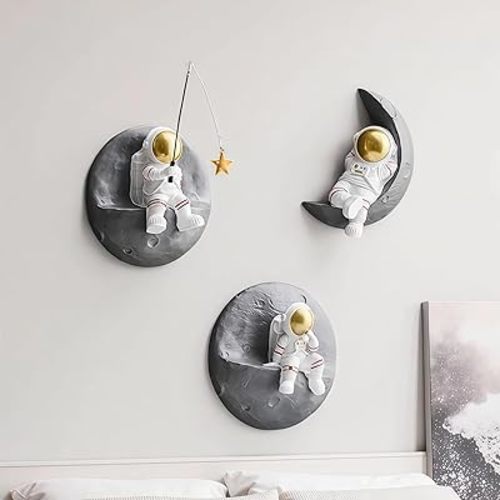 XGZY Astronaut Wall Decor Set - Spaceman Wall Sculpture for Boys' Rooms - Ideal Outer Space Nursery & Bedroom Decor