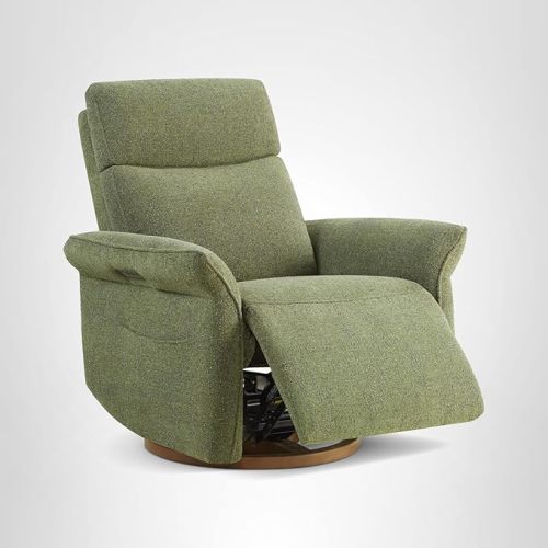 CHITA Power Recliner Chair, Electric Triple-Motor Swivel Glider Nursery Rocking Chair with Adjustable Power Headrest and Lumbar Support, GREENGARD Gold Certified, Solid Wood Base, Linen