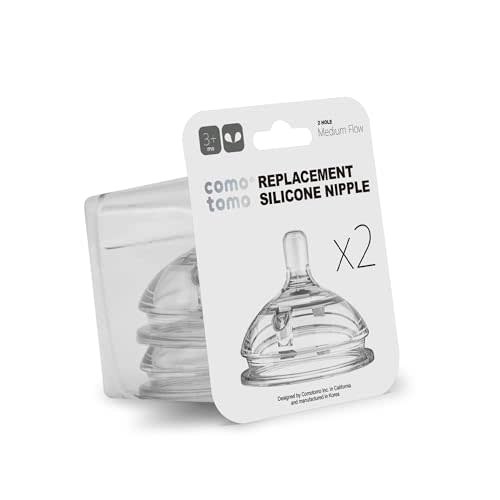 Comotomo Silicone Replacement Nipple, Slow Flow, 0-3 Months, 2 Count