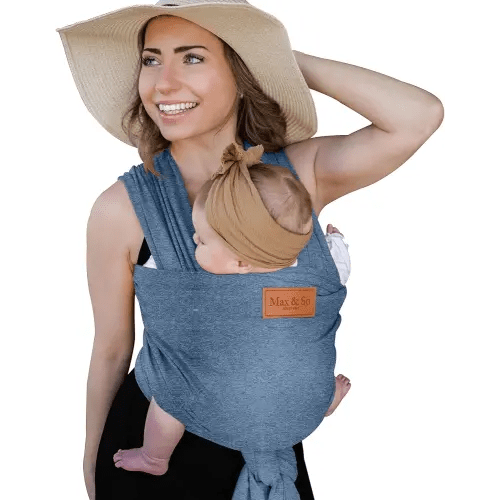 Baby Wrap Carrier - Premium Cotton Baby Carrier Wrap for Newborn to Toddler- Infant Carrier- Baby Holder One Size Fits All with Front Pocket (Grey) by Max&so