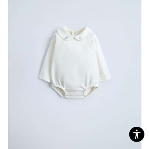 BODYSUIT WITH EMBROIDERED COLLAR - Oyster-white | ZARA United States