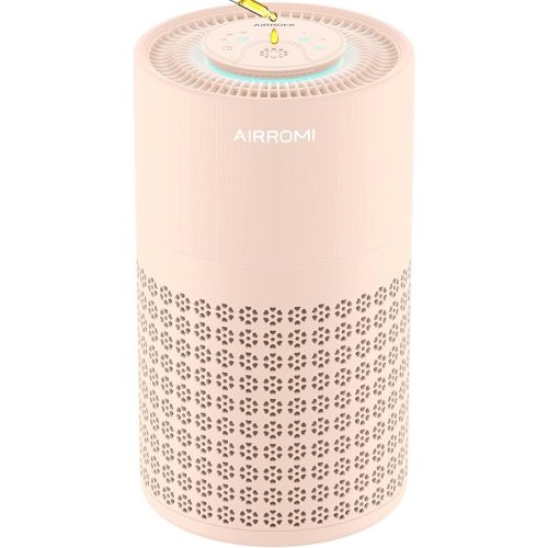 AIRROMI Air Purifier for Bedroom with HEPA 3-in-1 Filter, Pet Air Purifier for Home Cat Pee Smell, Covers Upto 990 Ft², Quiet 360°intake Air Cleaner for pet hair,allergies,Dust,Smoke A2001 Orange