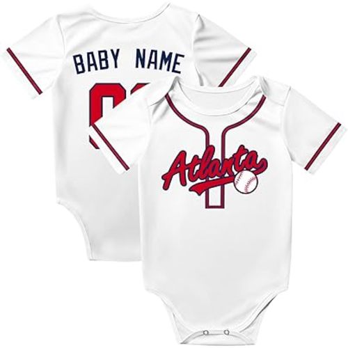KREDE Atlanta Baby Clothes Unisex Bodysuit Custom Name Number for Baby Boy