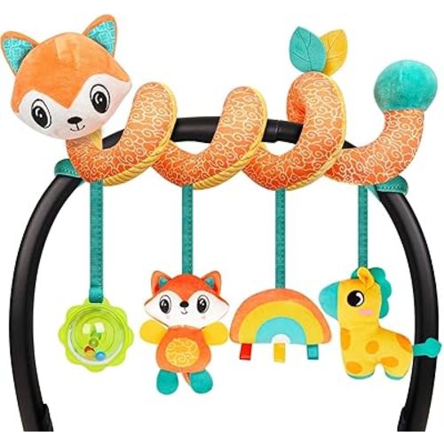 Baby Car Seat Toys Activity Stroller Toy for Boys Girls 0 3 6 9 10 12 Months, Spiral Hanging Plush Toys, Baby Shower Thank You Gifts