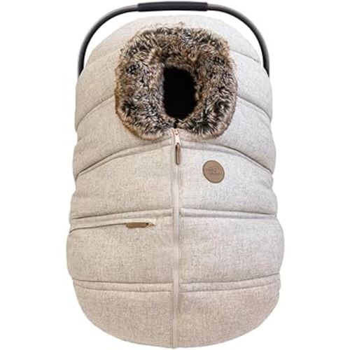PETIT COULOU Housse de siège auto d'hiver pour bébé, édition laine, extra chaude et confortable avec cadre structurel breveté, protège votre bébé ou nouveau-né contre le froid extrême, la pluie et le