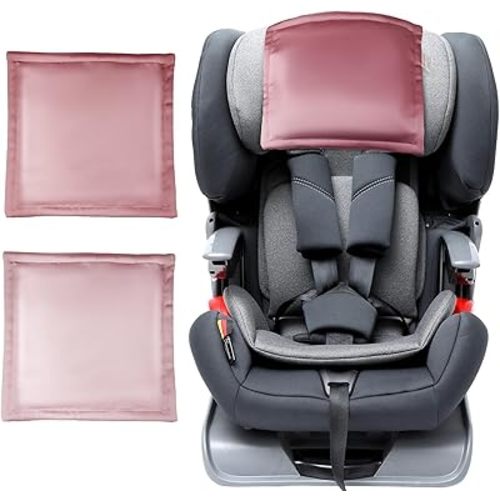 Silk Head Carseat Cover for Baby Satin Car Seat Head Cover for Babies Headrest Protector 2pcs Pink for Girls Infant Sleeping Hair Protection