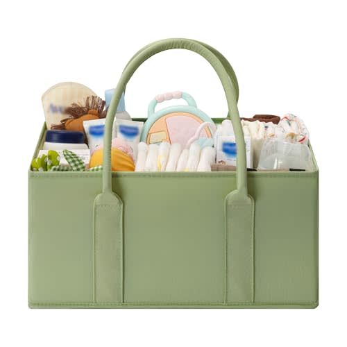 GRANNY SAYS Baby Diaper Caddy Organizer, Baby Bag for Diapers and Baby Wipes, Nurse Baskets for Changing Table, Car Organizer, Gift for Baby Shower, Newborn Essentials, Green