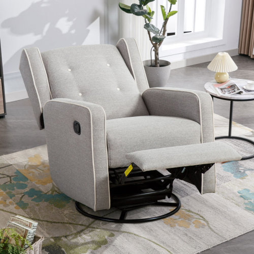 Latitude Run® Wykoff 30.1'' Wide Modern Upholstered Manual Swivel and Rocker Standard Recliner with Wing Back & Reviews | Wayfair