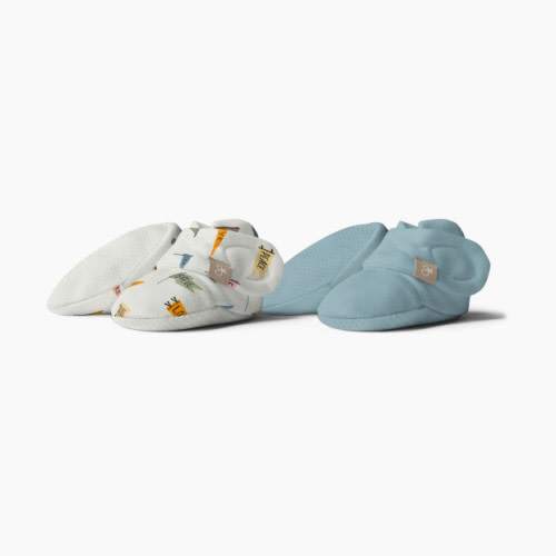 Goumi Kids Stay on Baby Booties (2 pack) - Affirmations + Poolside, 0-3 Months