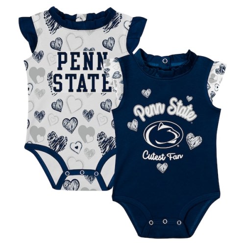 Girls Newborn Navy Penn State Nittany Lions Happy Hearts 2-Pack Bodysuit Set
