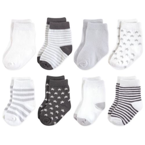 Touched by Nature Size 0-6M 8-Pack Organic Socks in Grey