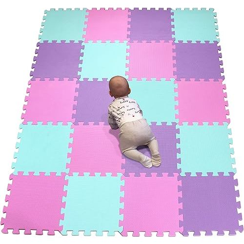YIMINYUER® 20 Tiles (30cm×30cm×1cm Each Tile) Baby Soft Puzzle Play Mats, Kids Thick EVA Foam Floor, Toddlers & Children's Soft Interlocking Mat R03R08R11G301020