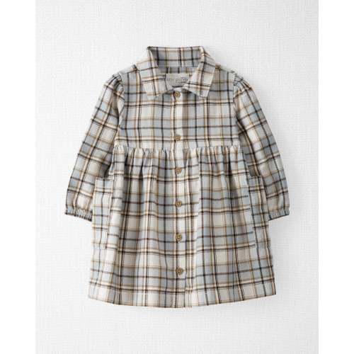 Baby Organic Cotton Herringbone Button-Front Dress in Plaid - Little Planet | Carter's