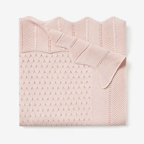 Blush Pointelle Cotton Knit Baby Blanket