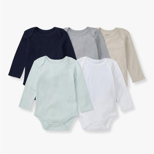 Burt's Bees Baby Unisex Organic Cotton Short and Long Sleeve Bodysuits, 5-Pack
