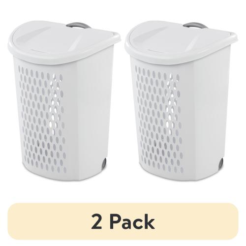 (2 pack) Sterilite Ultra™ Wheeled Hamper Plastic Adult, White
