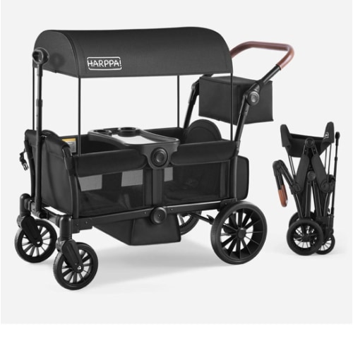 HARPPA | All-Terrain Wagon Stroller for 2 with Canopy – Foldable 2-Seat Wagon for Beach, Park & Camping Adventures