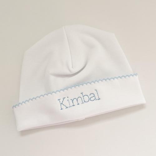 Monogrammed Picot Trim Baby Hat