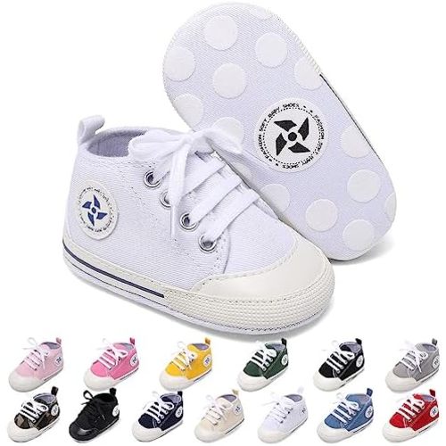 Baby Boys Girls Star High Top Sneaker Soft Anti-Slip Sole Newborn Infant First Walkers Canvas Denim Shoes