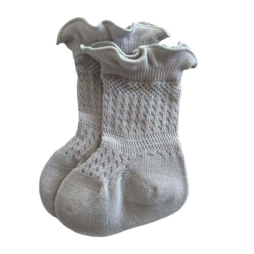 Ruffle Knit Socks, Grey
