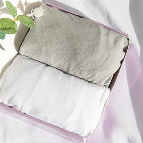 Bassinet Sheets Fit for Angelbliss, HARPPA, Ihoming and AMKE Baby Bassinet(33"x19"),100% Cotton, 2 Pack, Ultra Soft Bassinet Sheet, White and Gray