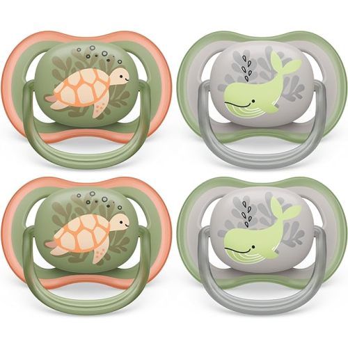 Philips Avent Ultra Air Pacifier - 4 x Light, Breathable Baby Pacifiers for Babies Aged 6-18 Months, BPA Free with Sterilizer Carry Case (Model SCF085/53)