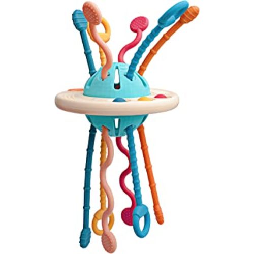 LiKee Montessori Toys for Baby 1+ Years Old, Sensory Toys for Toddlers 1-3, Silicone Baby Teething Strings, Travel Toy for 18+ Months, Gift for Baby Shower Infants Car Seat High Chair (Bright Colors)