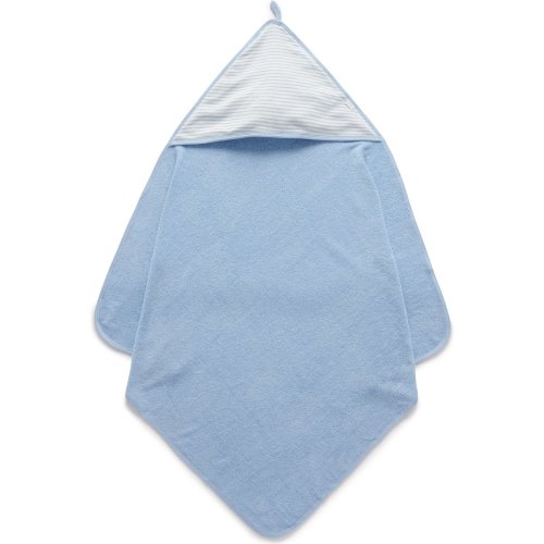 Essential Bear Hooded Towel Pale Blue Melange - Purebaby Towels & Robes | Maisonette