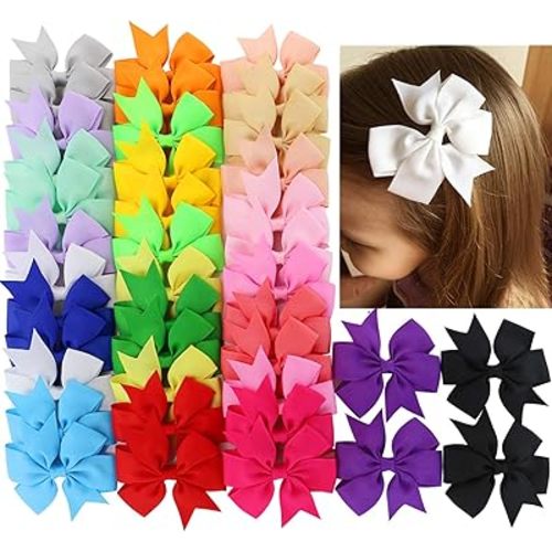 40Piece 3 Inch Boutique Grosgrain Ribbon Pinwheel Hair Bows Alligator Clips For Girls Babies Toddlers Accessories Teens In Pairs