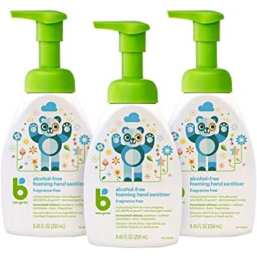 Babyganics Foaming Pump Hand Sanitizer, Alcohol Free, Fragrance Free, Kills 99.9% of Common Bacteria, Moisturizing, 8.45 Fl Oz (Pack of 3)
