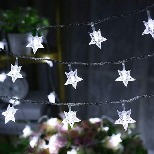 Twinkle Star 49 ft 100ct LED Star String Lights, Plug in Fairy String Lights Waterproof, Indoor & Outdoor, Cool White