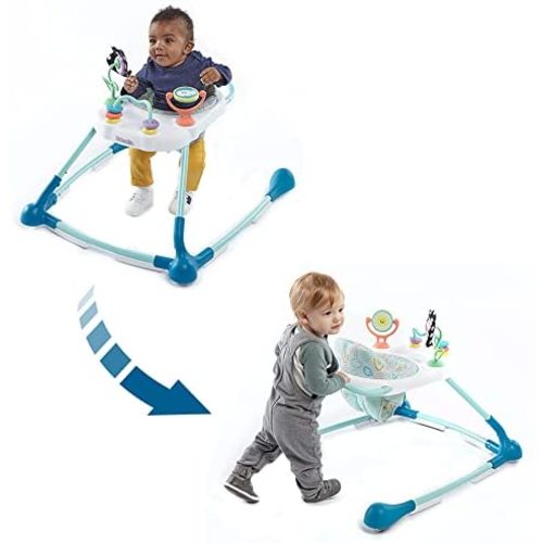 Kolcraft - Tiny Steps Too - 2-in-1 Infant and Baby Activity Walker - Seated or Walk-Behind - Clouds and Rainbows